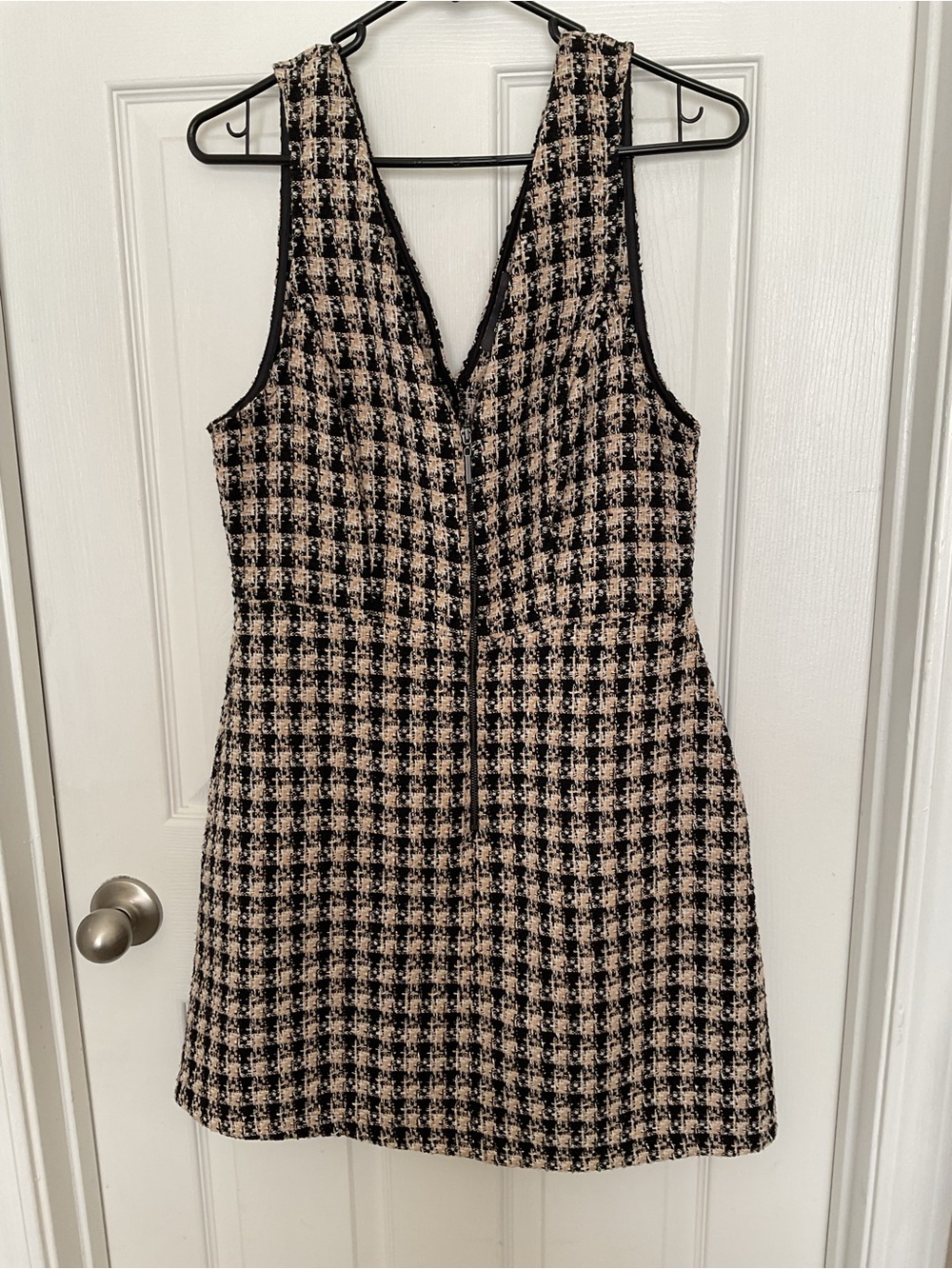 Primark Tweed Pinafore Mini Dress Black Beige Women’s Size 8 - Picture 2 of 14